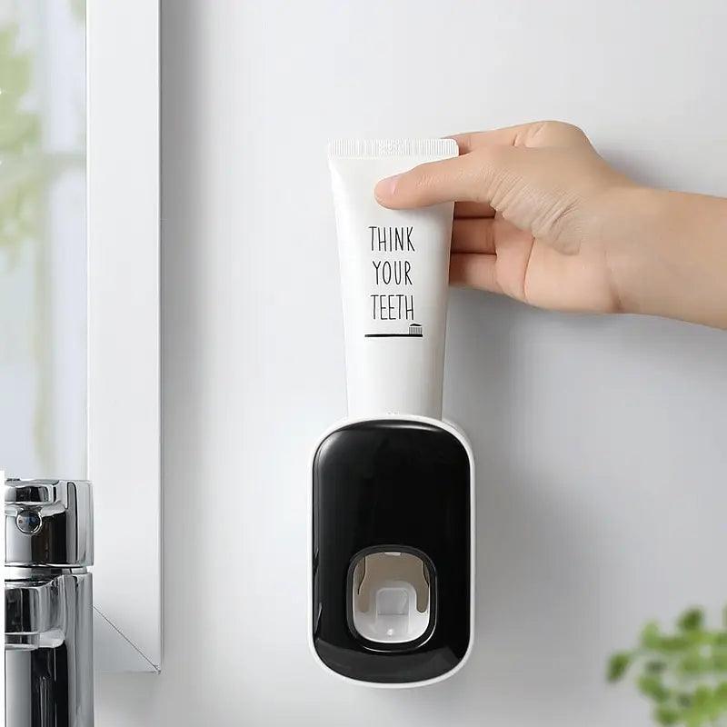 Automatic Toothpaste Dispenser Toothpaste Squeezer Dustproof Toothbrush Holder Wall Mount Home Bathroom Accessories Set - Glowella