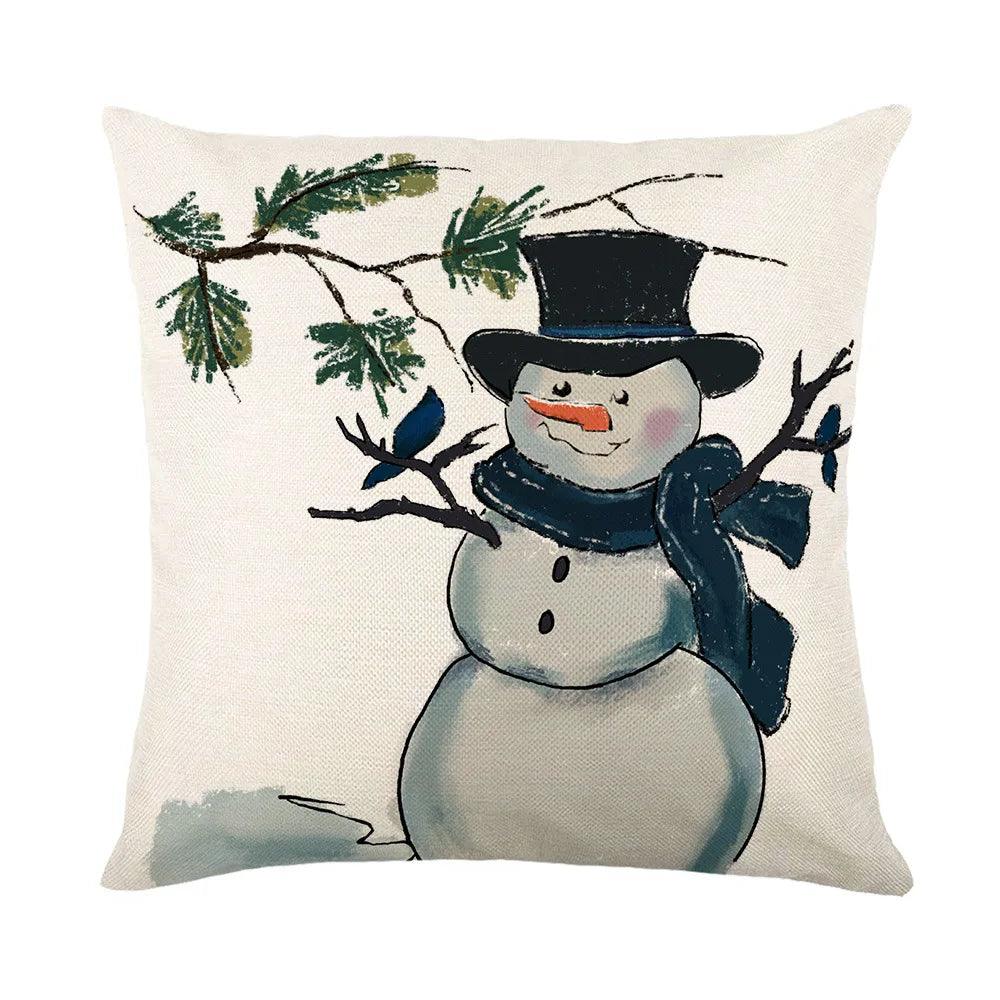 Merry Christmas Decorative Pillow Cover 45x45 cm Linen Throw Pillowcase Christmas Decorations Home Decor Cushion Cover for Sofa - Glowella